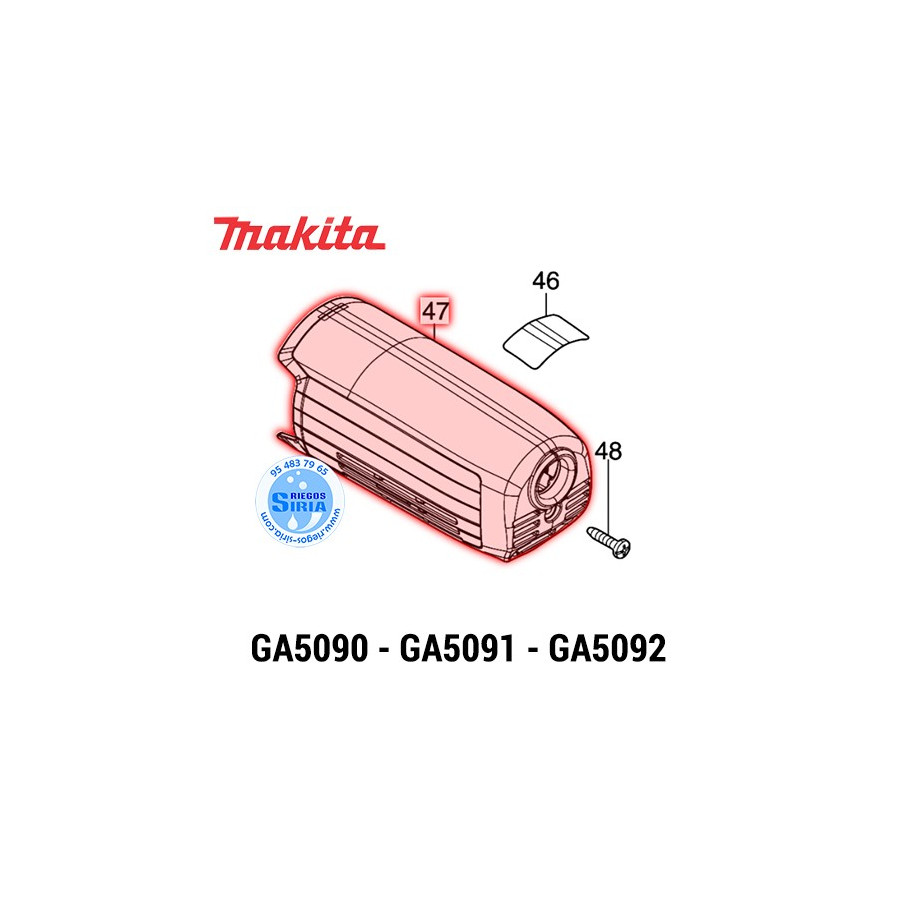 Cubierta Trasera C Original Makita GA5090 GA5091 GA5092 413C02-9