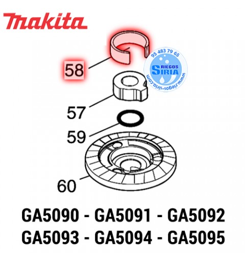Placa Tipo C Original Makita GA5090 GA5091 GA5092 GA5093 GA5094 GA5095 347911-1