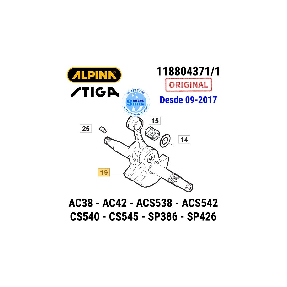 Cigüeñal Original AC38 AC42 ACS538 ACS542 CS540 CS545 MF2500 SP386 SP426 160299