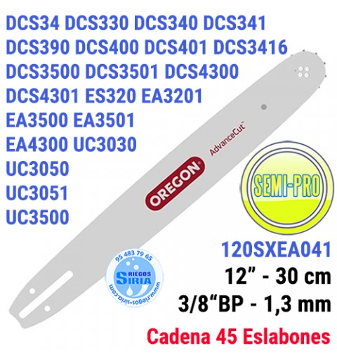 Espada Oregon 120SXEA041 3/8"BP 1,3mm 30cm Makita DCS34 DCS330 DCS340 DCS341 DCS390 DCS400 DCS401 DCS3500 DCS3501 DCS4300 120599