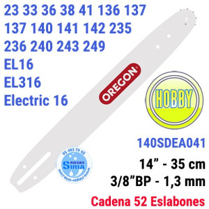 Espada Oregon 140SDEA041 3/8"BP 1,3mm 35cm Husqvarna 23 33 36 38 41 136 137 140 141 142 235 236 240 243 249 439 EL16 EL316 12...