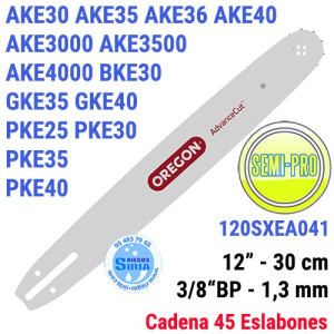 Espada Oregon 120SXEA041 3/8"BP 1,3mm 30cm Bosch AKE30 AKE35 AKE36 AKE40 AKE3000 AKE3500 AKE4000 BKE30 GKE35 GKE40 PKE25 120599