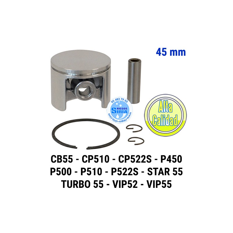 Pistón Completo compatible C42DS CB55 CP510 CP522S P450 P500 P510 P522S POWER55 STAR55 TURBO55 VIP52 VIP55 45mm 160015