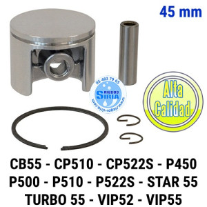 Pistón Completo compatible C42DS CB55 CP510 CP522S P450 P500 P510 P522S POWER55 STAR55 TURBO55 VIP52 VIP55 45mm 160015