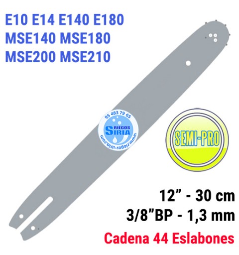 Espada SemiPro 3/8"BP 1,3mm 35cm adap E10 E14 E140 E180 MSE140 MSE180 MSE200 MSE210 120797