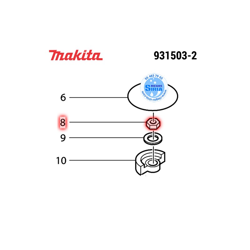 Tuerca M-10* Original Makita 931503-2 931503-2