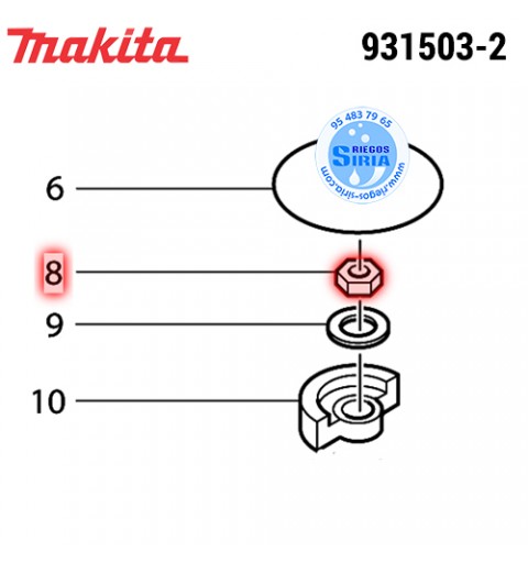 Tuerca M-10* Original Makita 931503-2 931503-2