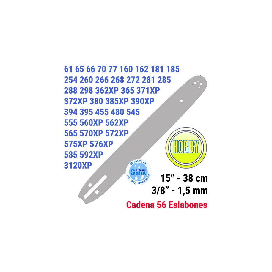 Espada Hobby 3/8" 1,5mm 38cm adap 61 66 266 268 272 288 362 365 371 372 385 390 394 395 455 545 555 560 565 570 572 575 576 1...