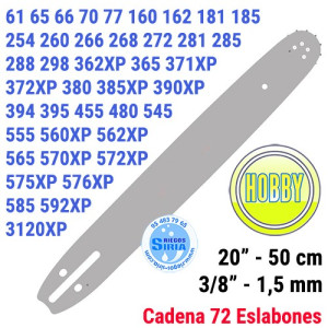 Espada Hobby 3/8" 1,5mm 50cm adap 61 66 266 268 272 288 362 365 371 372 385 390 394 395 455 545 555 560 565 570 572 575 576 1...