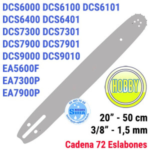 Espada Hobby 3/8" 1,5mm 50cm adap DCS6100 DCS6101 DCS6400 DCS6401 DCS6421 DCS7300 DCS7301 DCS7900 DCS7901 DCS9000 DCS9010 120085