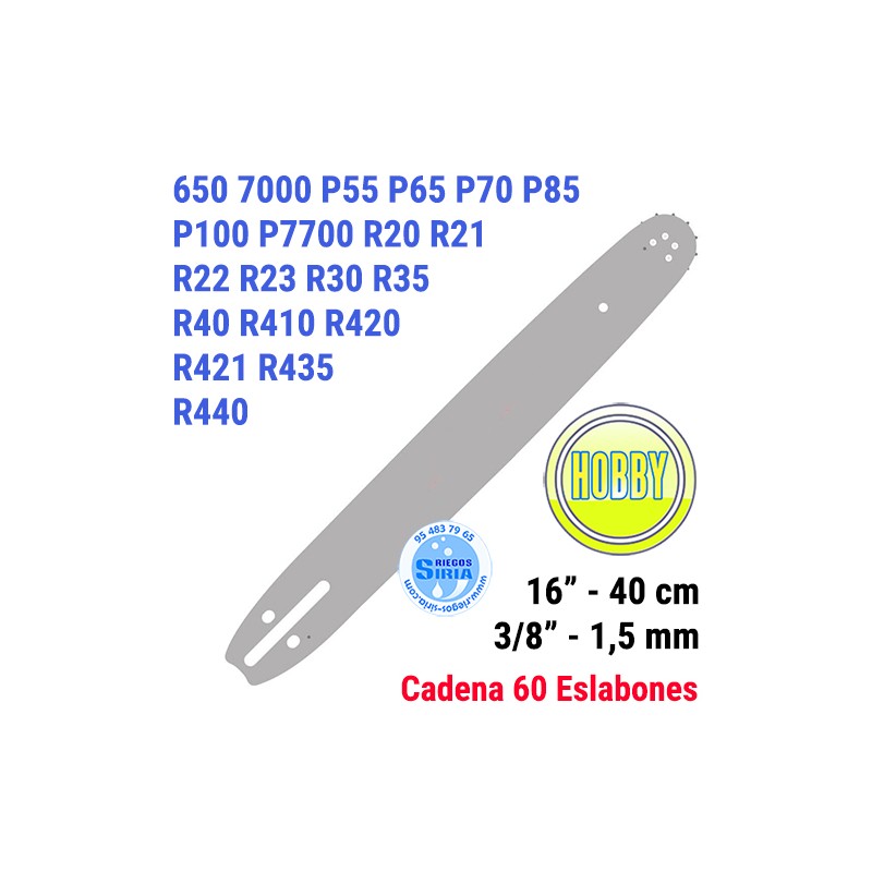 Espada Hobby 3/8" 1,5mm 40cm adap 650 7000 P55 P65 P70 P85 P100 P7700 R20 R21 R22 R23 R30 R35 R40 R416 R420 R421 R435 R440 12...