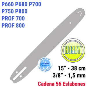 Espada Hobby 3/8" 1,5mm 38cm adap P660 P680 P700 P750 P800 PROF700 PROF800 120082