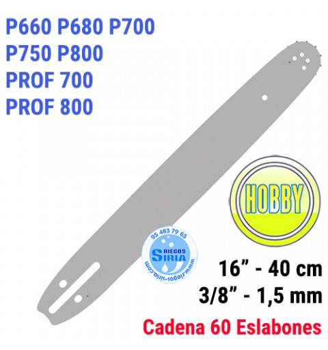 Espada Hobby 3/8" 1,5mm 40cm adap P660 P680 P700 P750 P800 PROF700 PROF800 120083