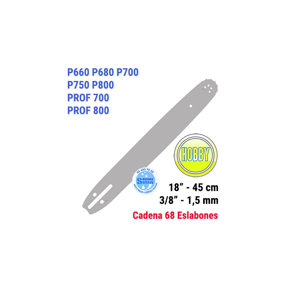 Espada Hobby 3/8" 1,5mm 45cm adap P660 P680 P700 P750 P800 PROF700 PROF800 120084