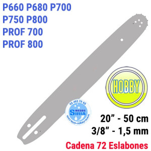 Espada Hobby 3/8" 1,5mm 50cm adap P660 P680 P700 P750 P800 PROF700 PROF800 120085