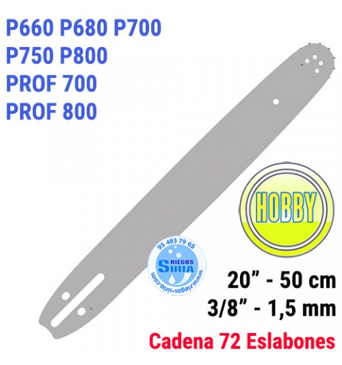 Espada Hobby 3/8" 1,5mm 50cm adap P660 P680 P700 P750 P800 PROF700 PROF800 120085