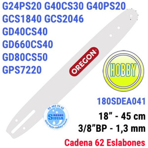 Espada Oregon 180SDEA041 3/8"BP 1,3mm 45cm Greenworks G24PS G40CS G40PS GCS1840 GCS2046 GD40CS40 GD80CS50 GD660CS40 GPS7220 1...