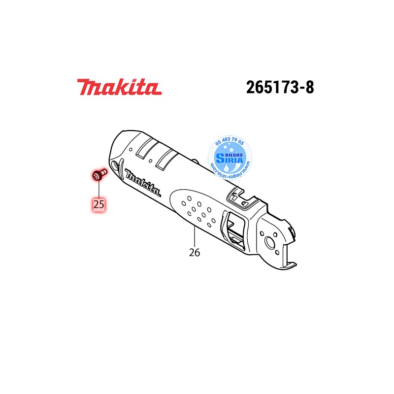 Tornillo M3x8 TD020DSE Original Makita 265173-8 265173-8