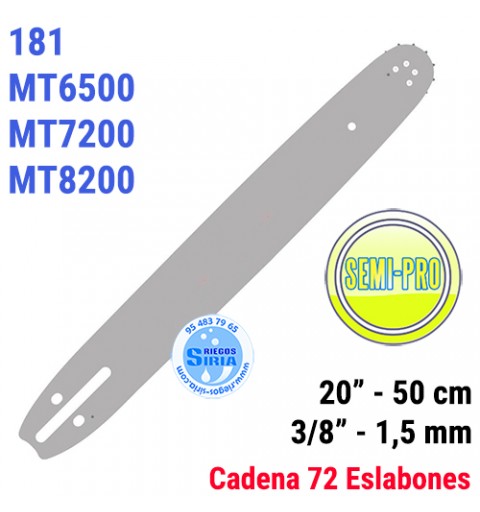 Espada SemiPro 3/8" 1,5mm 50cm adap 181 MT6500 MT7200 MT8200 120117