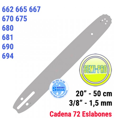 Espada SemiPro 3/8" 1,5mm 50cm adap 662 665 667 670 675 680 681 690 694 120117