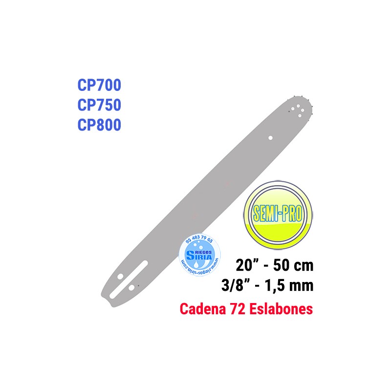 Espada SemiPro 3/8" 1,5mm 50cm adap CP700 CP750 CP800 120117
