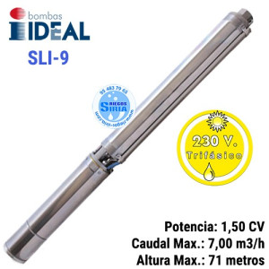 Bomba Sumergible Cuerpo Ideal SLI9 con Motor 1,50CV 230V Trifásico SLI9230T