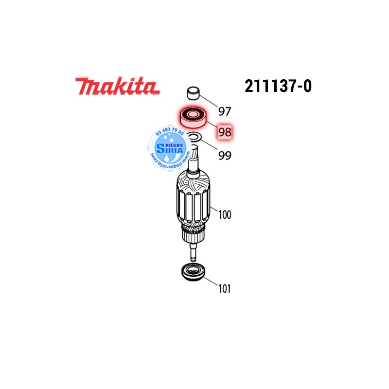 Rodamiento Bolas 6001LLU Original Makita 211137-0 211137-0