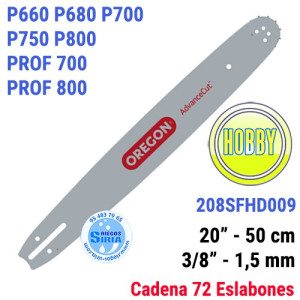 Espada Oregon 208SFHD009 3/8" 1,5mm 50cm Alpina P660 P680 P700 P750 P800 PROF700 PROF800 120644