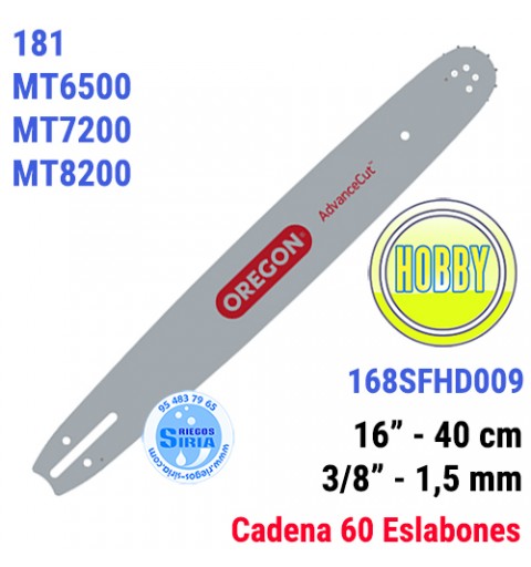 Espada Oregon 168SFHD009 3/8" 1,5mm 40cm Efco 181 MT6500 MT7200 MT8200 120642