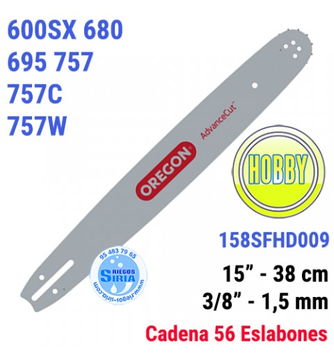 Espada Oregon 158SFHD009 3/8" 1,5mm 38cm Shindaiwa 550 575 577 600SX 680 695 757 757C 757W 120641
