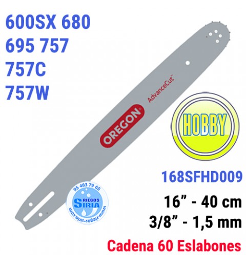 Espada Oregon 168SFHD009 3/8" 1,5mm 40cm Shindaiwa 550 575 577 600SX 680 695 757 757C 757W 120642
