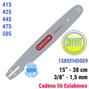 Espada Oregon 158SFHD009 3/8" 1,5mm 38cm Poulan 415 425 445 475 505 120641