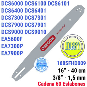Espada Oregon 168SFHD009 3/8" 1,5mm 40cm Makita DCS6100 DCS6101 DCS6400 DCS6401 DCS6421 DCS7300 DCS7301 DCS7900 DCS7901 DCS90...