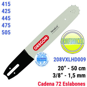 Espada Oregon 208VXLHD009 3/8" 1,5mm 50cm Poulan 415 425 445 475 505 120798