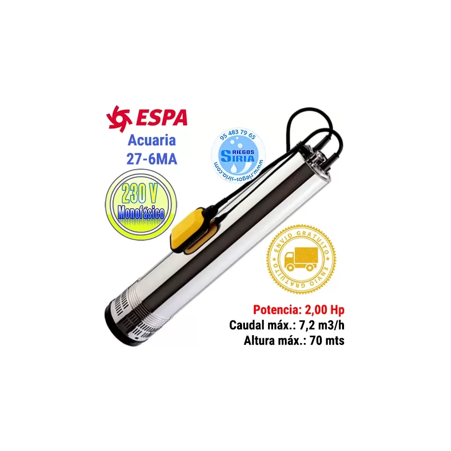 Espa Acuaria 27-6 MA 2CV 230V: Potencia y Eficiencia