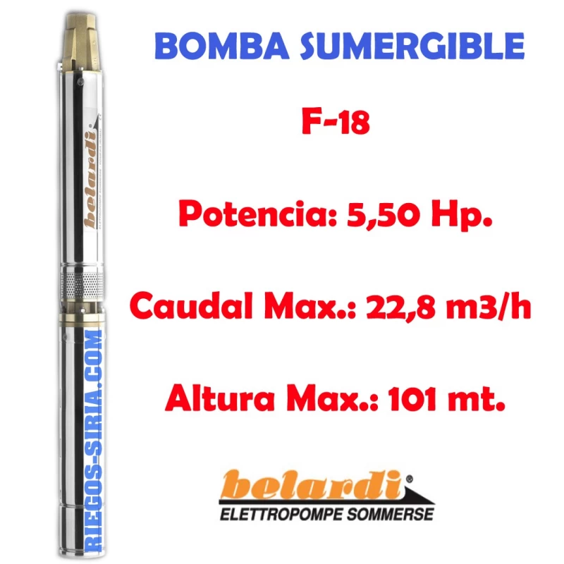 Electrobomba Sumergible Belardi 4F18 5,50 Hp. 4F18