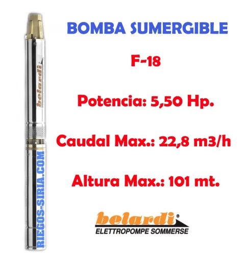 Electrobomba Sumergible Belardi F-18 5,50 Hp.