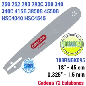 188RNBK095 Oregon BARRA Puntera RECAMBIABLE  0.325" 45cm