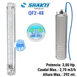BOMBA Sumergible 4" INOXIDABLE Total POZO Profundo QF2 48 3CV