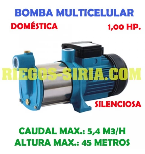 Bomba Doméstica Silenciosa 1,00 Hp. 230 V. monofásica
