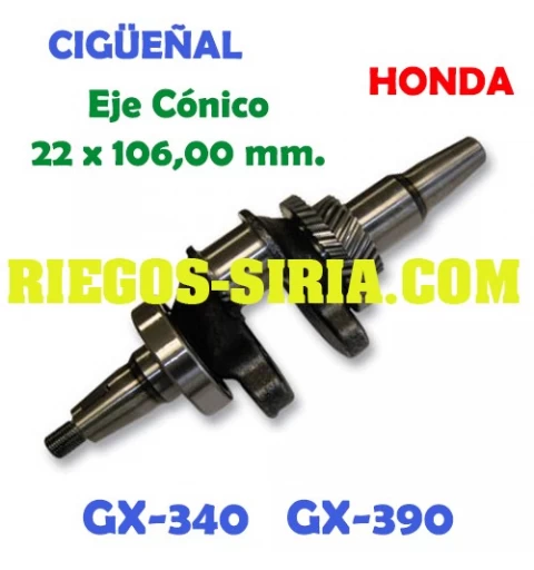 Cigüeñal adaptable GX340 390 Eje Cónico 22 x 106 mm 000405