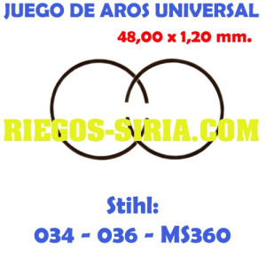 Juego de Segmentos Universal 48 x 1,20 mm. 020388