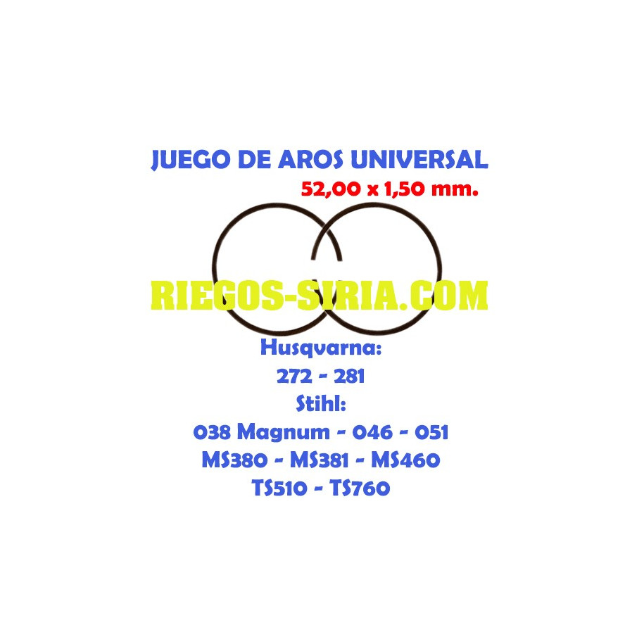 Juego de Segmentos Universal 52 x 1,50 mm. 020395