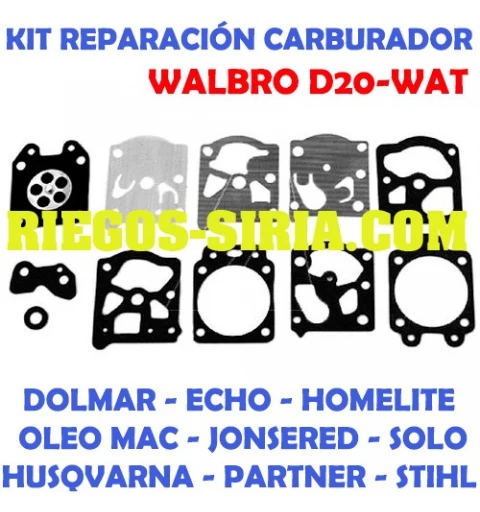 Kit Membranas Carburador adaptable Walbro D20 WAT 020583