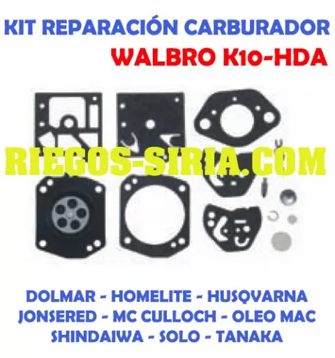 Kit Reparación Carburador adaptable Walbro D10 HDA 020587