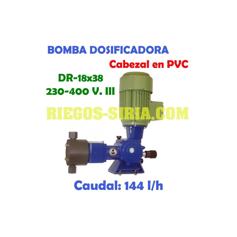 Bomba Dosificadora Pistón Cabezal PVC 144 l/h 230/400V III DR1838CT