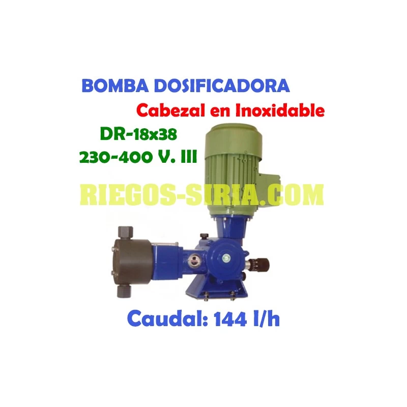 Bomba Dosificadora Cabezal Inoxidable Pistón DR 18x38 230-400 V. DR1838IT