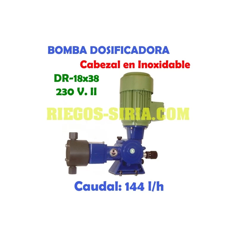 Bomba Dosificadora Cabezal Inoxidable Pistón DR 18x38 230 V. DR1838IM