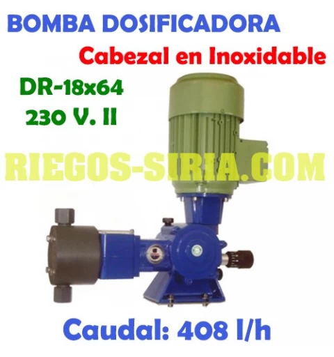 Bomba Dosificadora Pistón Cabezal Inoxidable 408 l/h 230V II DR1864IM