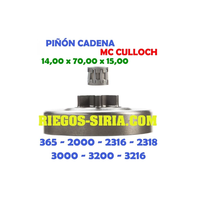 Piñón Cadena 3/8" BP 6 Dientes Mc Culloch 365 2000 2316 2318 3000 3200 3216 120187